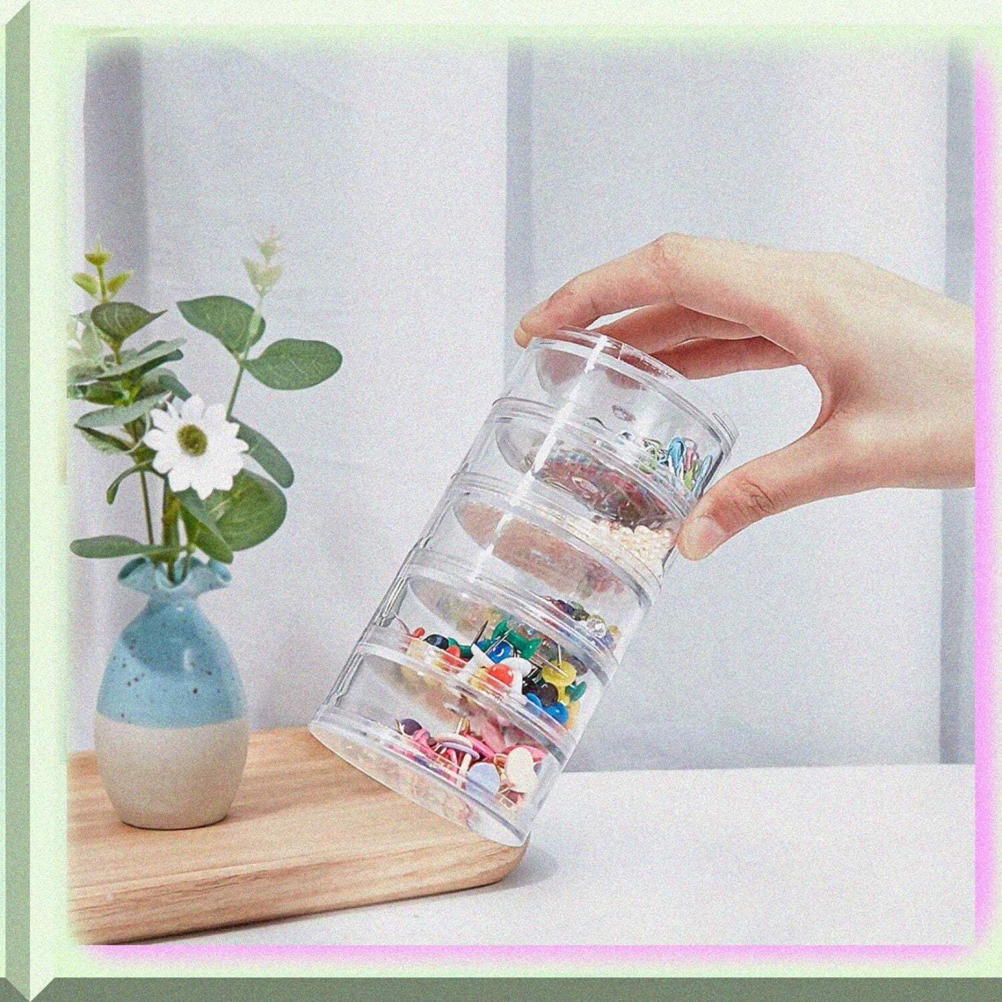 60ML Stackable Round Plastic Bead Storage Jars Set