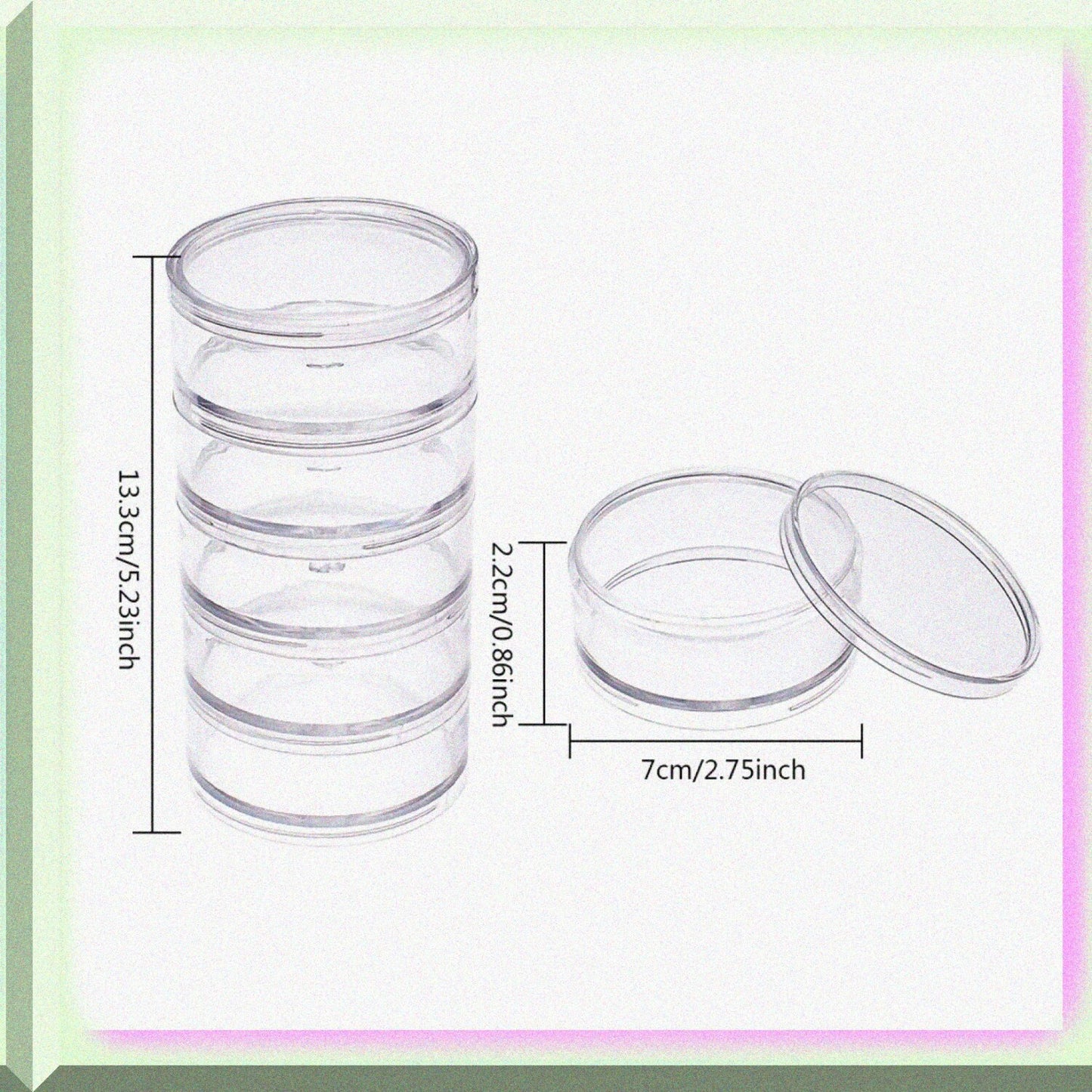 60ML Stackable Round Plastic Bead Storage Jars Set