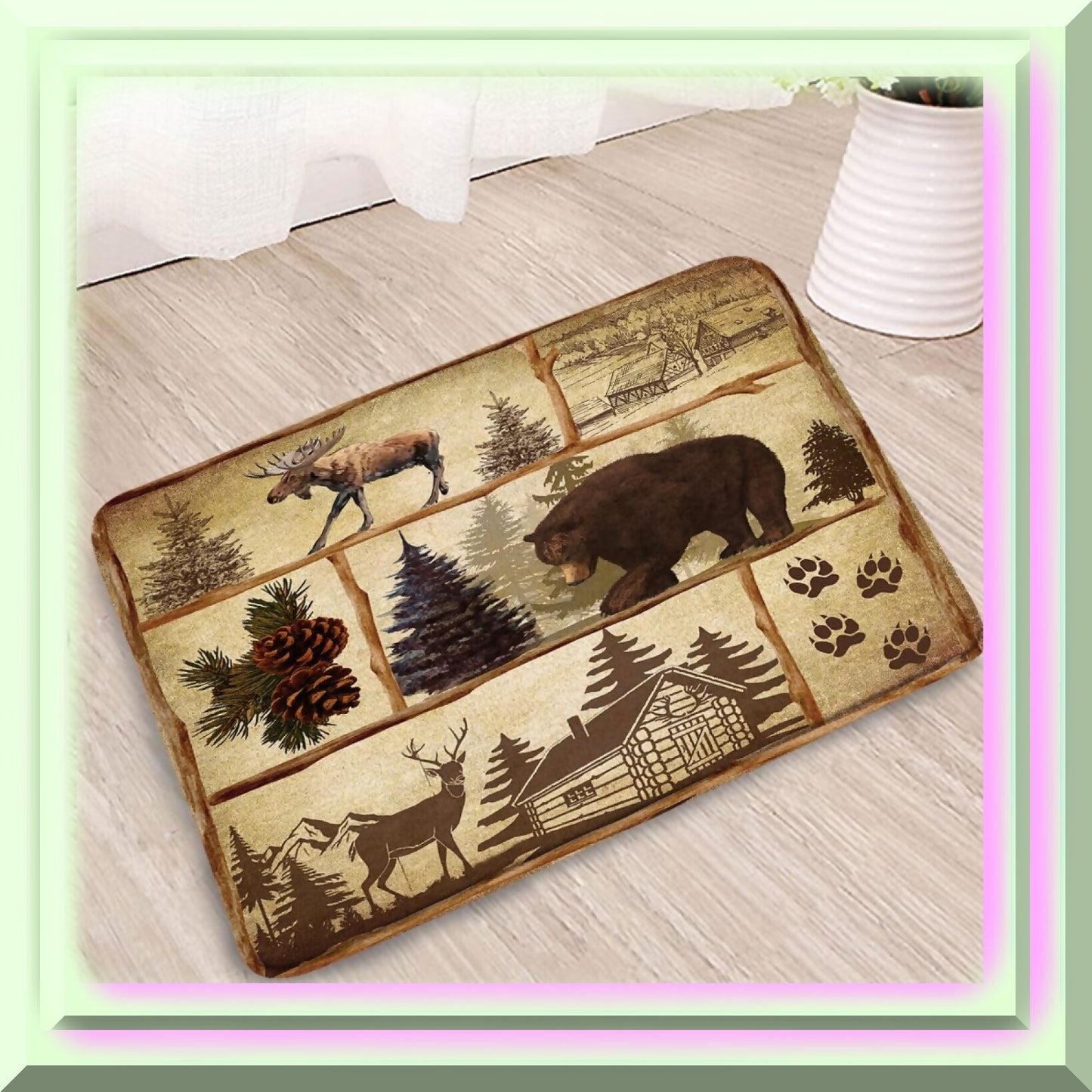 Rustic Cabin Moose Bathroom Mat 20x30 inches
