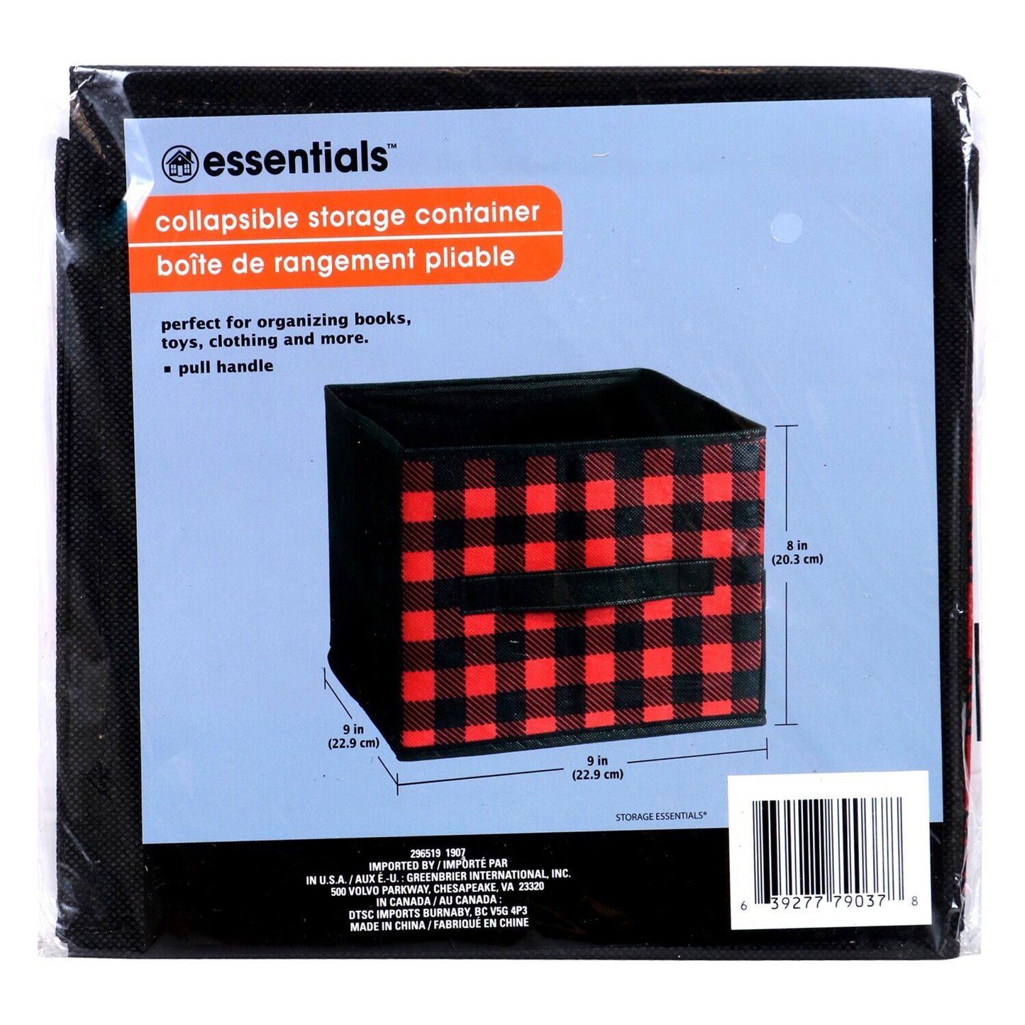 Buffalo Check Collapsible Storage Bins, 9x9x8 in. (Pack 24)