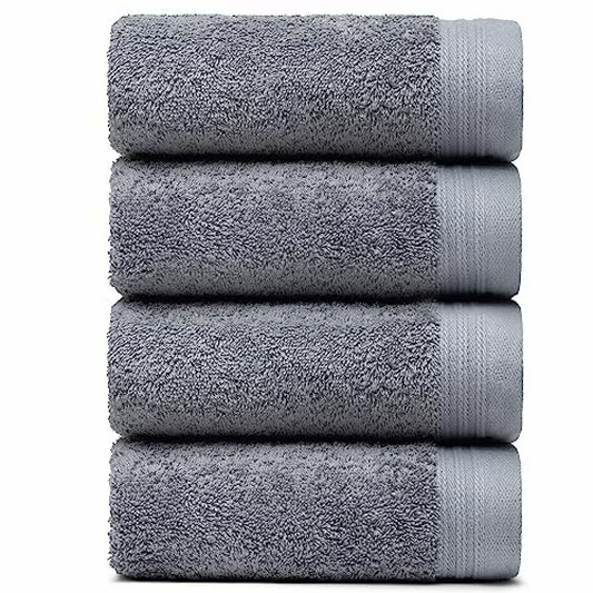 Set of 4 Dark Grey Cotton Hand Towels 18" x 30"