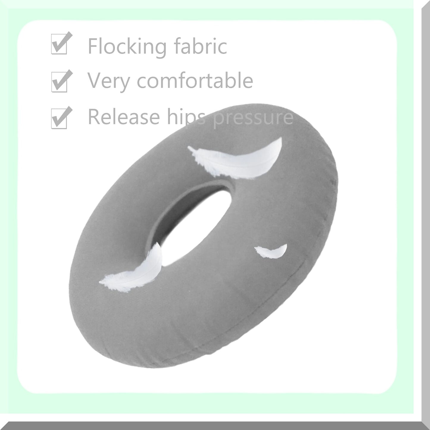 ComfortRing Inflatable Seat Cushion - Pain Relief Donut Pillow for Hemorrhoids & Tailbone - Portable Round Wheelchair Cushion for Home, Car, Office - Gray 15"