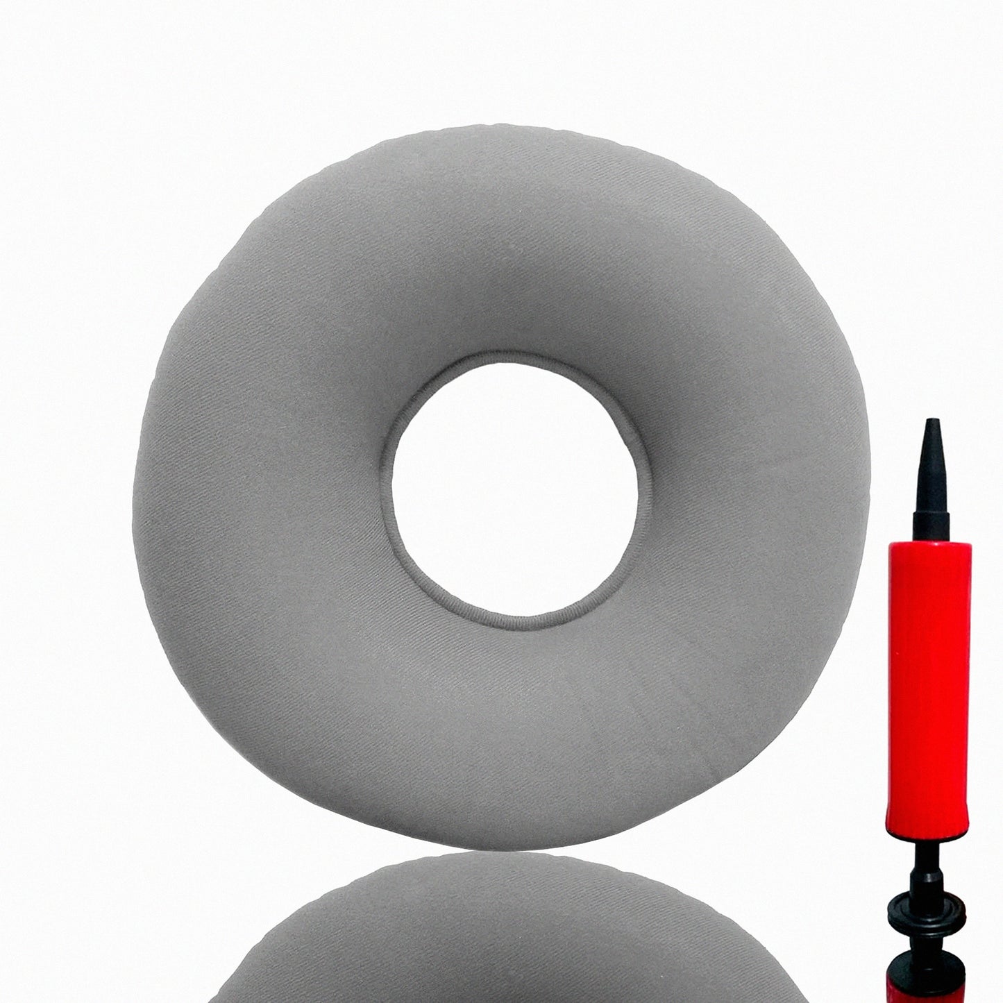 ComfortRing Inflatable Seat Cushion - Pain Relief Donut Pillow for Hemorrhoids & Tailbone - Portable Round Wheelchair Cushion for Home, Car, Office - Gray 15"