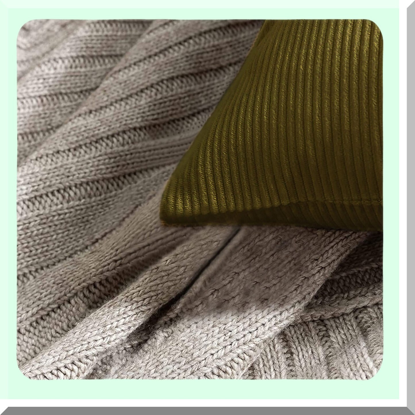 Boho Corduroy Throw Pillow Covers - Set of 2, Soft Square Cushion Cases for Couch, Sofa, Living Room, Bedroom - 18x18 Inch Kiwi Green Accent