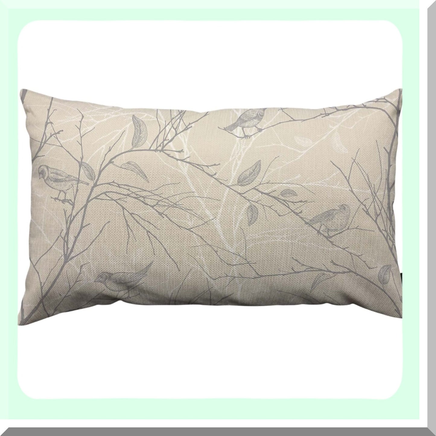 Winter Wonderland Branches and Birds Linen Pillow Covers - Rustic Decorative Throw Pillow for Sofa Couch - 12x20 Inch Cold Winter Decoration