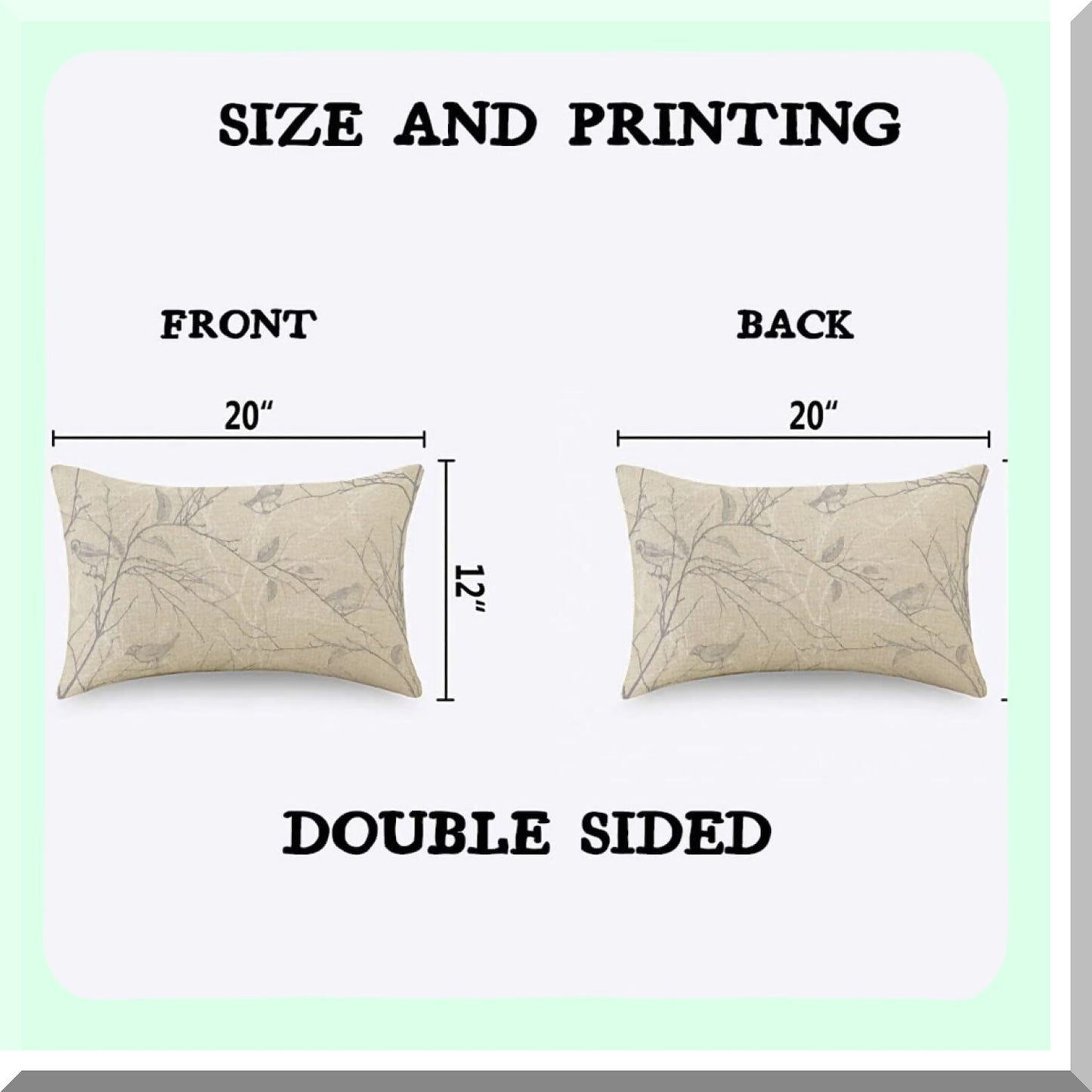 Winter Wonderland Branches and Birds Linen Pillow Covers - Rustic Decorative Throw Pillow for Sofa Couch - 12x20 Inch Cold Winter Decoration