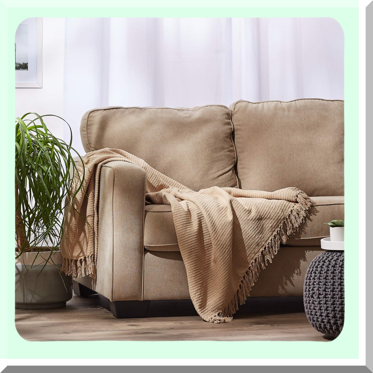 Vintage Linen Ribbed Cotton Throw Blanket, 50x60 - Cozy & Stylish Home Decor