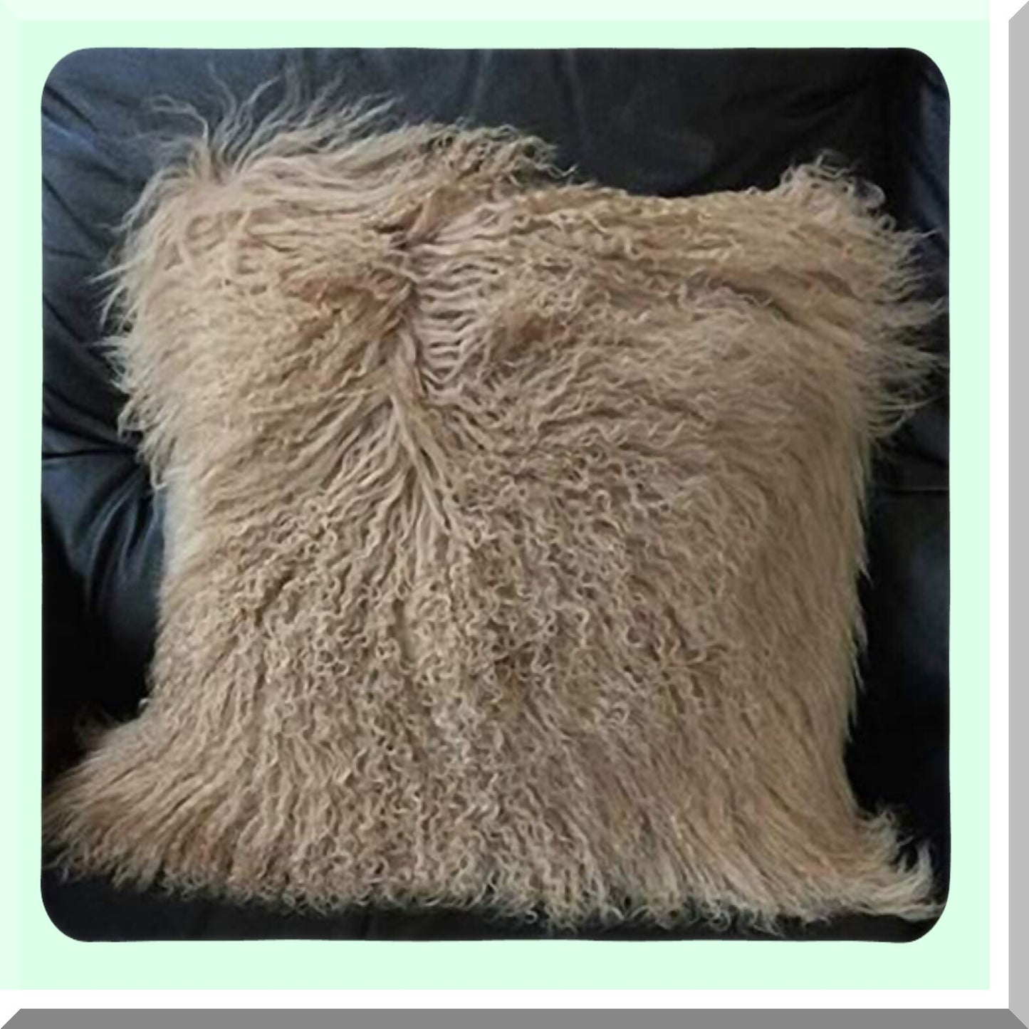 Luxury Mongolian Tibetan Lamb Fur Throw Pillow Cushion Cover - Soft Plush Pillowcase for Home Decor - Khaki 16"x16"