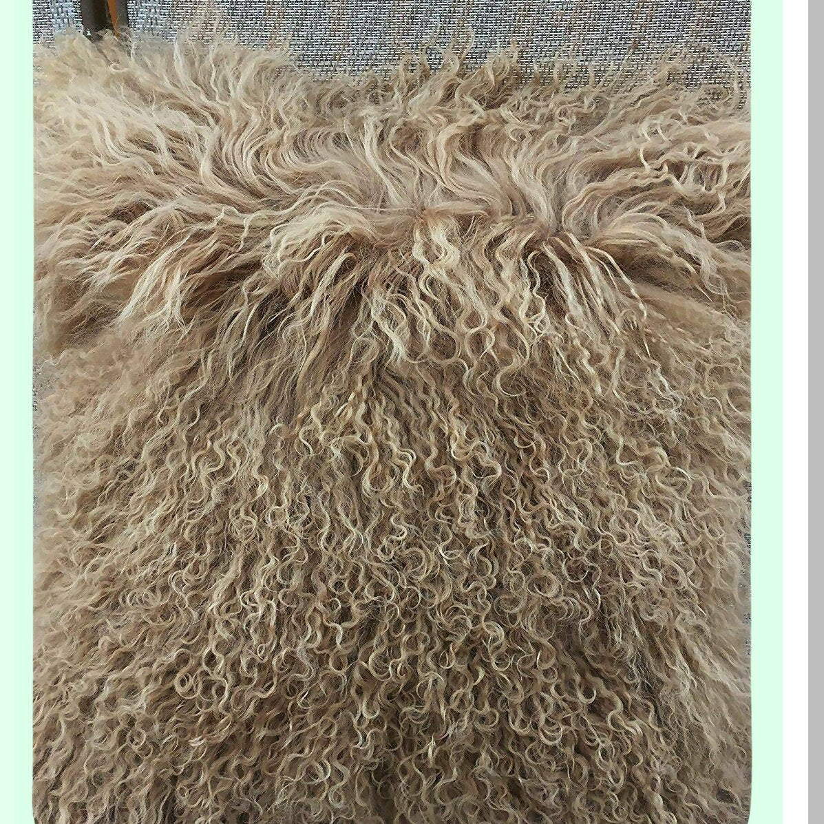 Luxury Mongolian Tibetan Lamb Fur Throw Pillow Cushion Cover - Soft Plush Pillowcase for Home Decor - Khaki 16"x16"