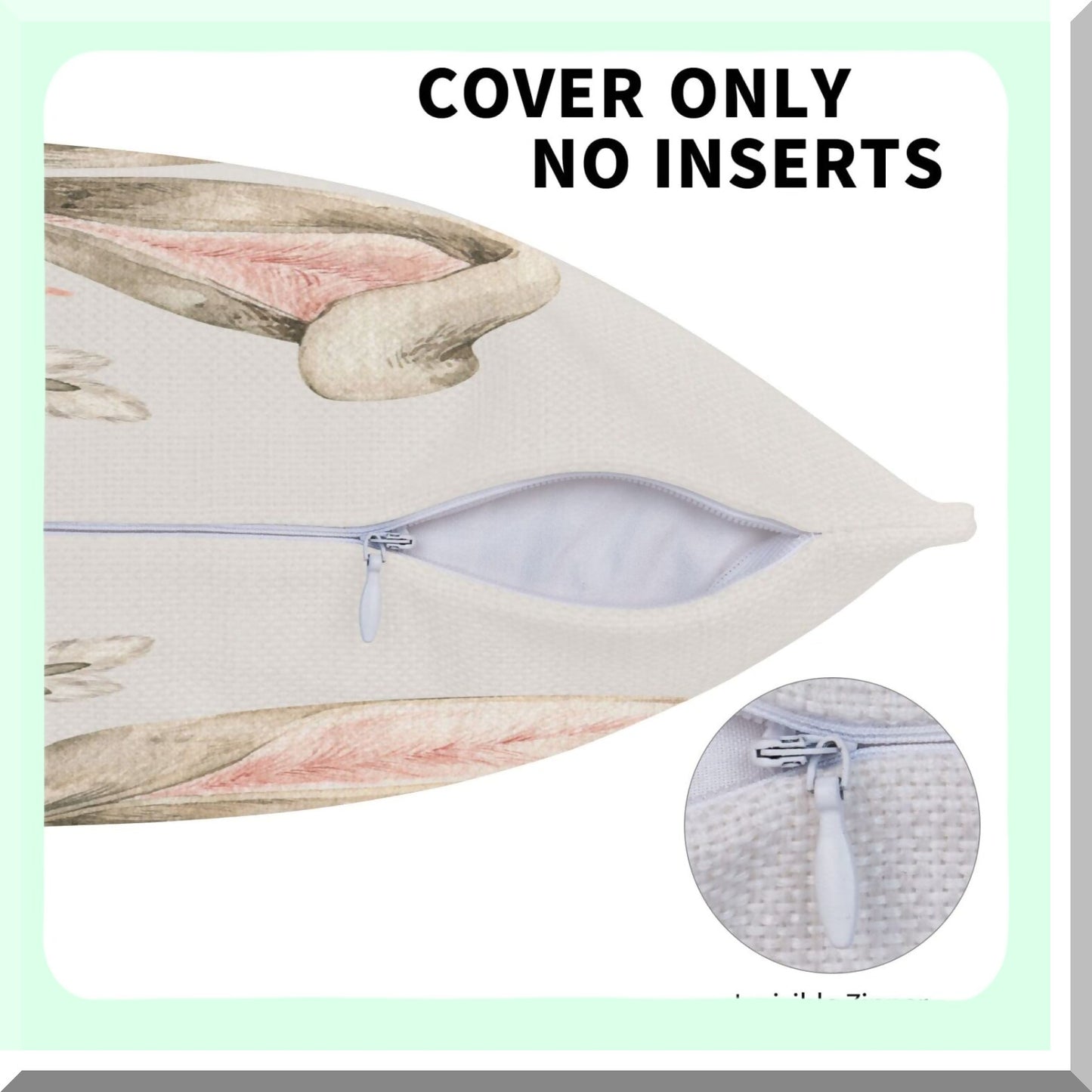 Spring Bunny Pillow Covers - Set of 2, 18x18 Inch Decorative Throw Pillows for Home Couch Sofa Bedding. Flower Linen Square Cushion Cover for Holiday Party.