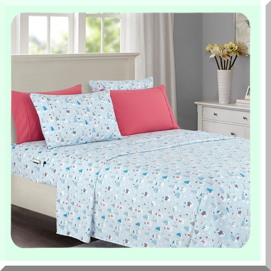 Silver Snowflake Dreams 1500 Luxury Soft Bed Sheets - Premium Hotel Quality Microfiber Bedding Set for Full Size Beds - Wrinkle and Fade Resistant, Holiday Pattern, 6-Piece Set