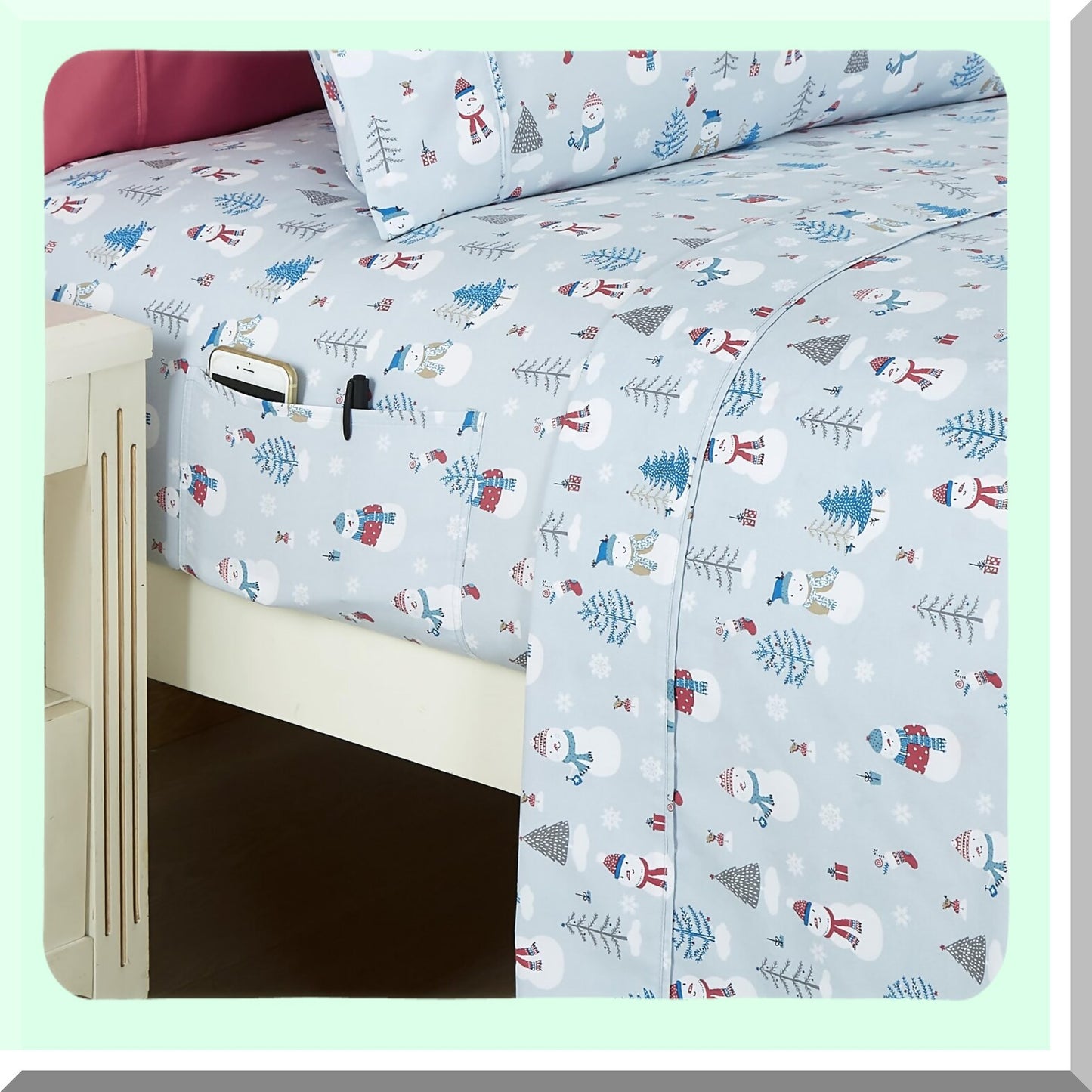 Silver Snowflake Dreams 1500 Luxury Soft Bed Sheets - Premium Hotel Quality Microfiber Bedding Set for Full Size Beds - Wrinkle and Fade Resistant, Holiday Pattern, 6-Piece Set