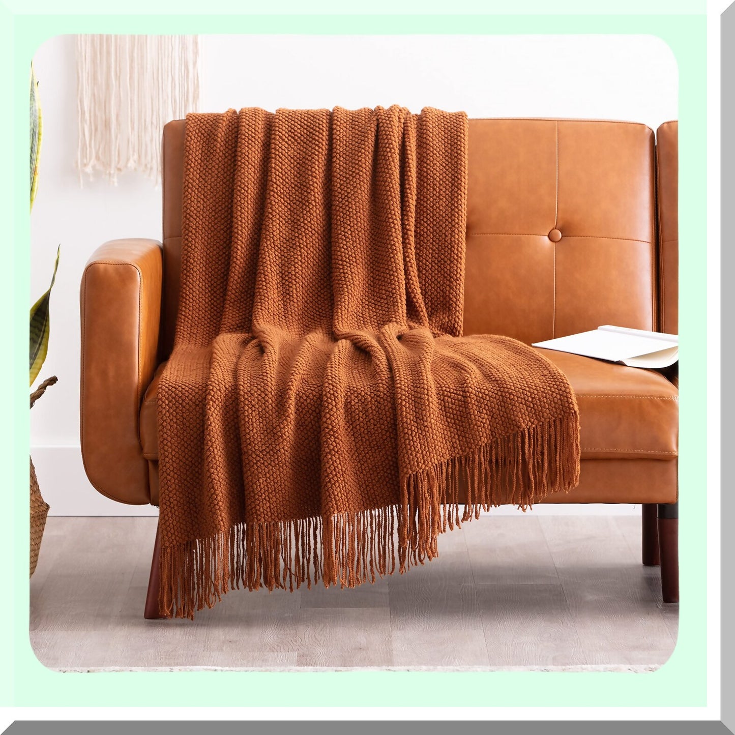 LuxPearl Cozy Knit Throw Blanket - Soft, Premium Round Design for Couch, Bed, Living Room - 50" x 65" Cashew"