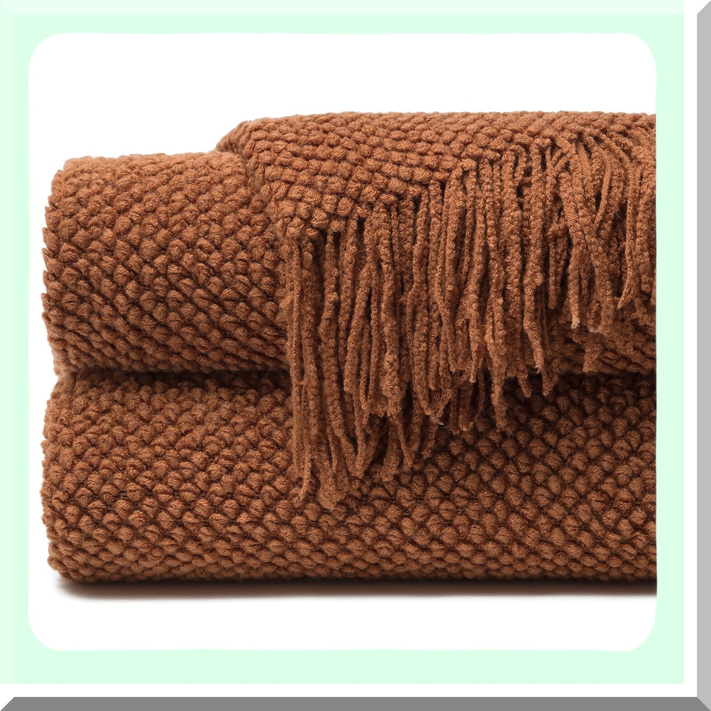 LuxPearl Cozy Knit Throw Blanket - Soft, Premium Round Design for Couch, Bed, Living Room - 50" x 65" Cashew"