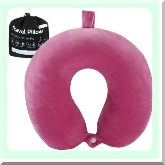 MemoryCloud Travel Neck Pillow - U Shaped Memory Foam Headrest for Airplane, Car, Home & Office. Portable Sleep Support for Flights.