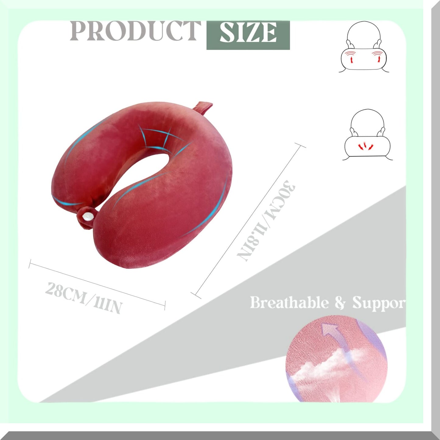 MemoryCloud Travel Neck Pillow - U Shaped Memory Foam Headrest for Airplane, Car, Home & Office. Portable Sleep Support for Flights.