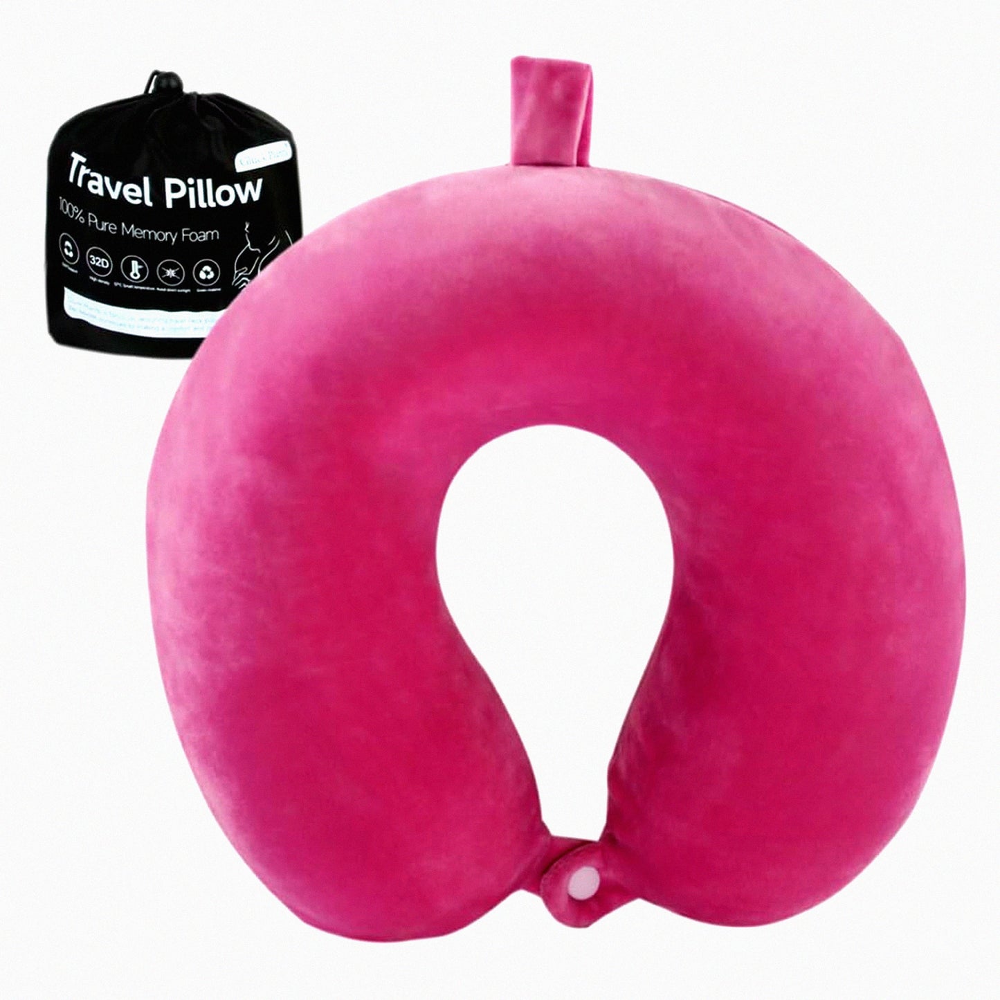 MemoryCloud Travel Neck Pillow - U Shaped Memory Foam Headrest for Airplane, Car, Home & Office. Portable Sleep Support for Flights.