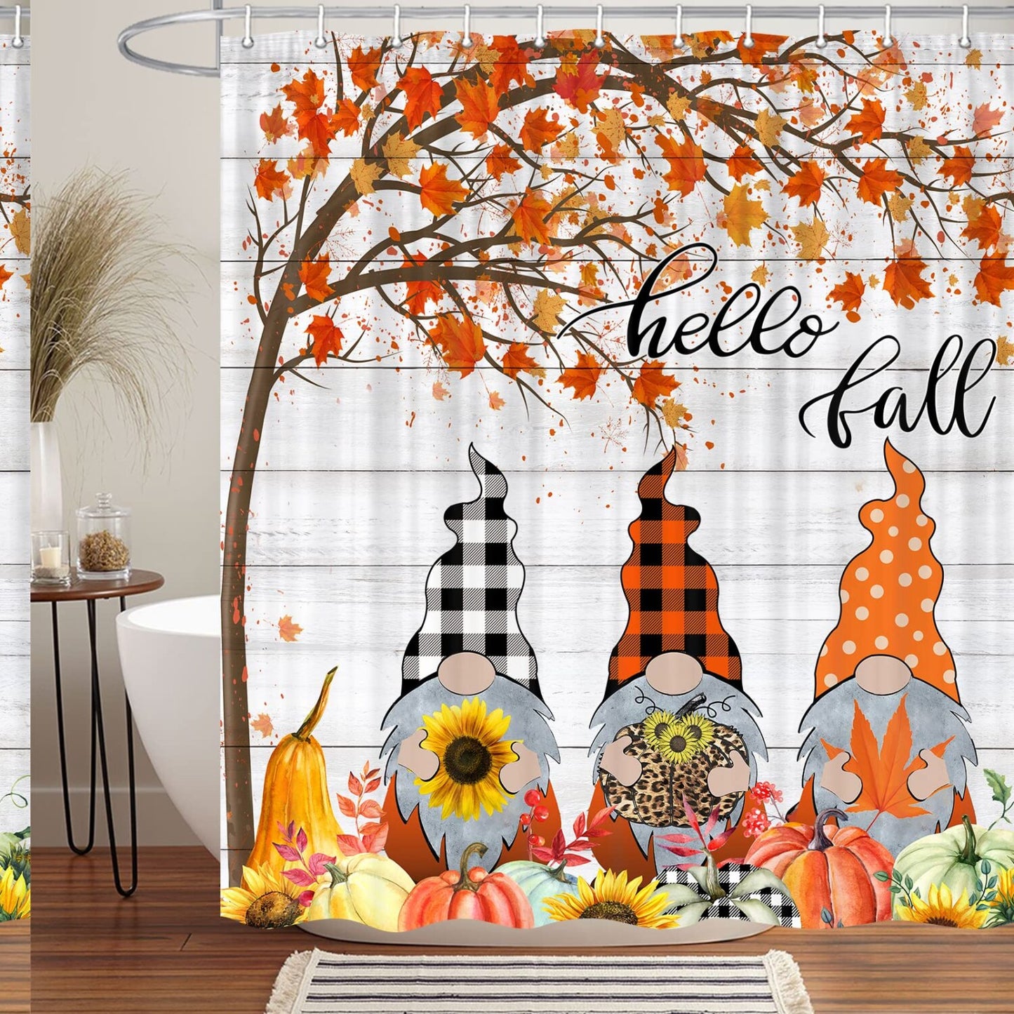 Fall Gnomes Shower Curtain 72x72 Inch