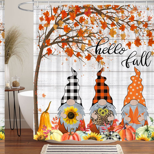 Fall Gnomes Shower Curtain 72x72 Inch