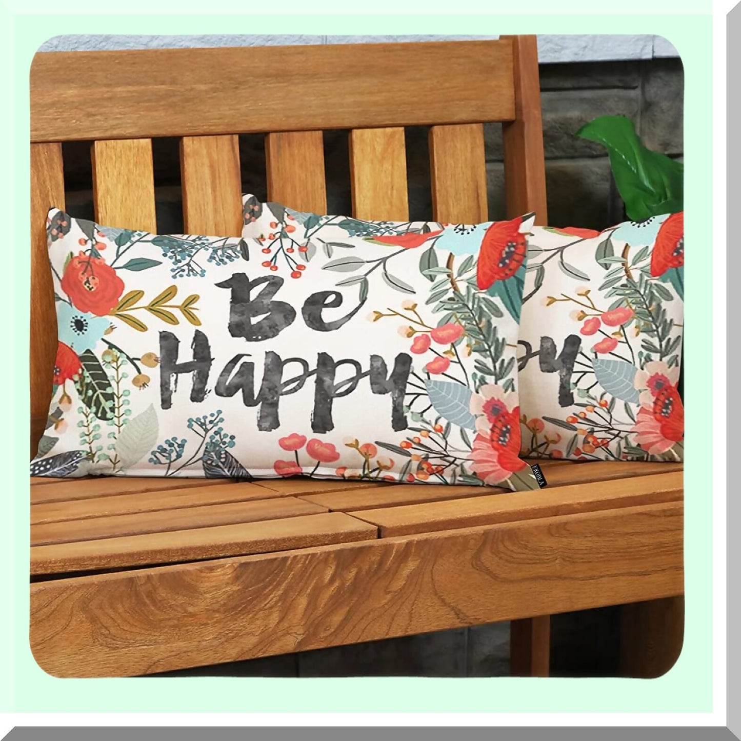 HappyFloral Inspirational Lumbar Pillowcase - Decorative Cotton Linen Cover for Sofa Bed Couch - 12x20 Inches