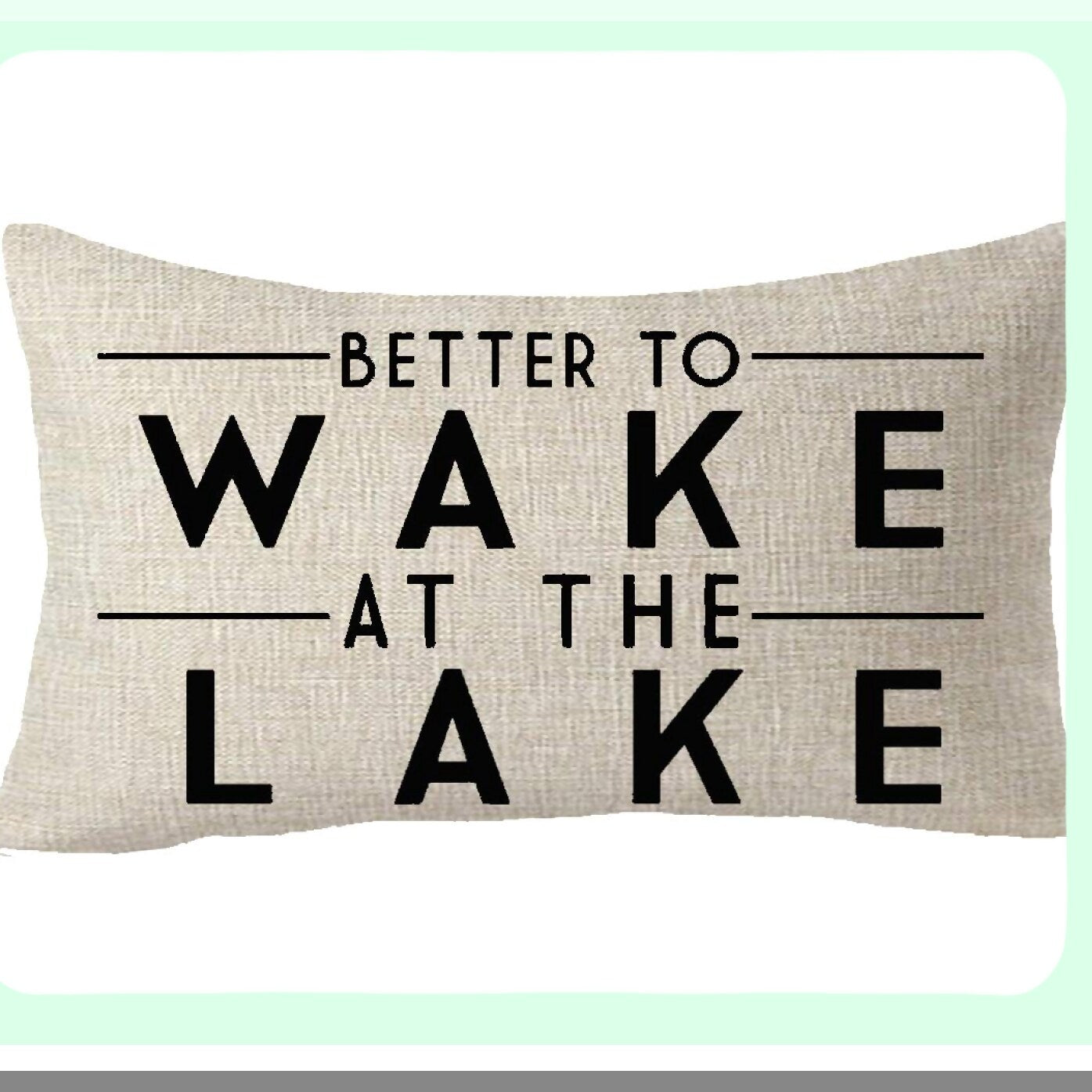 Lake Adventure Lumbar Pillow Cover - Wake Up to Adventure with this Better to Wake at The Lake Decorative Cushion Case in Cotton Linen, 12X20 inches