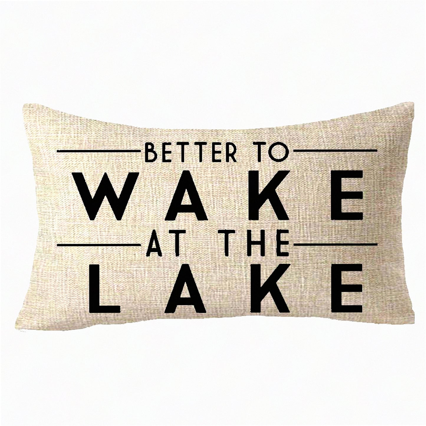 Lake Adventure Lumbar Pillow Cover - Wake Up to Adventure with this Better to Wake at The Lake Decorative Cushion Case in Cotton Linen, 12X20 inches