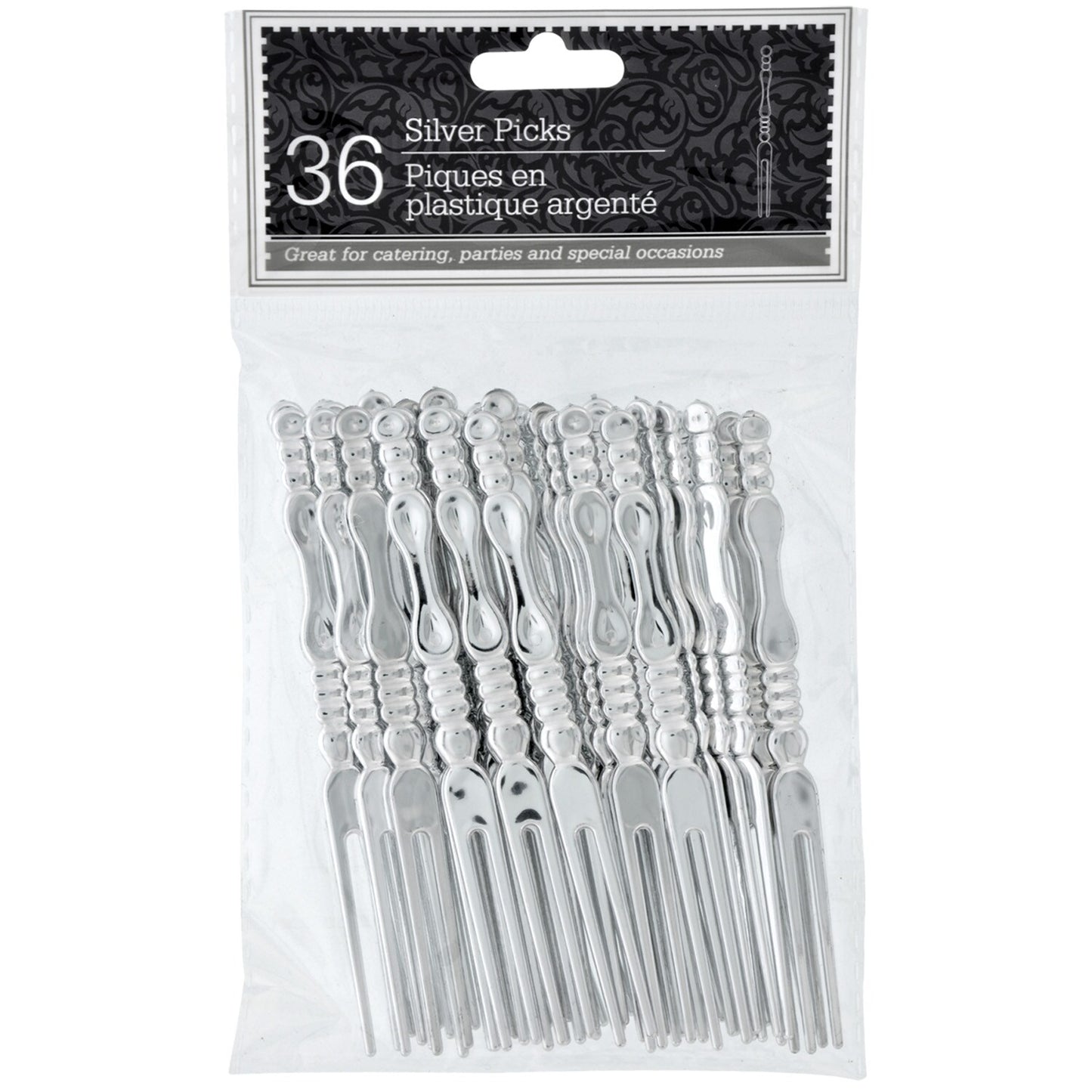 Elegant Silver Plastic Mini Picks, 36-ct. Packs (Pack of 36)