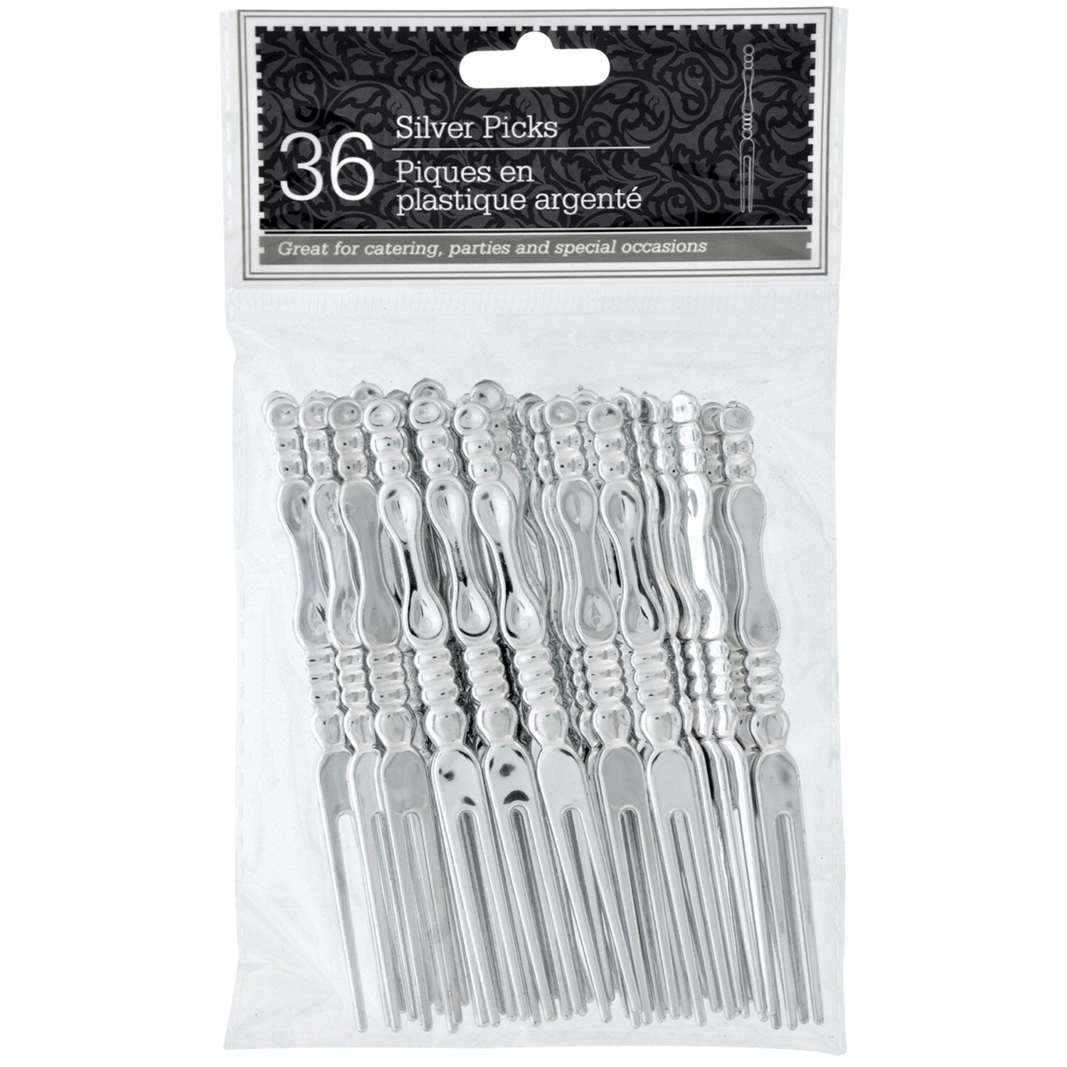 Elegant Silver Plastic Mini Picks, 36-ct. Packs (Pack of 36)