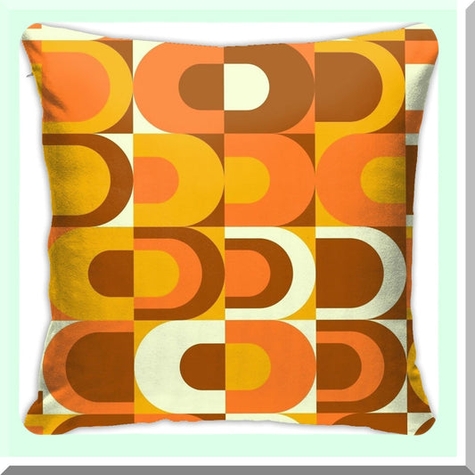 Retro Industrial Orange Brown Pillow Covers - 70s Pattern Decorative Throw Pillowcase - 18x18 Inch Square Couch Cushion Cover for Home Decor Sofa Living Room Bed Car