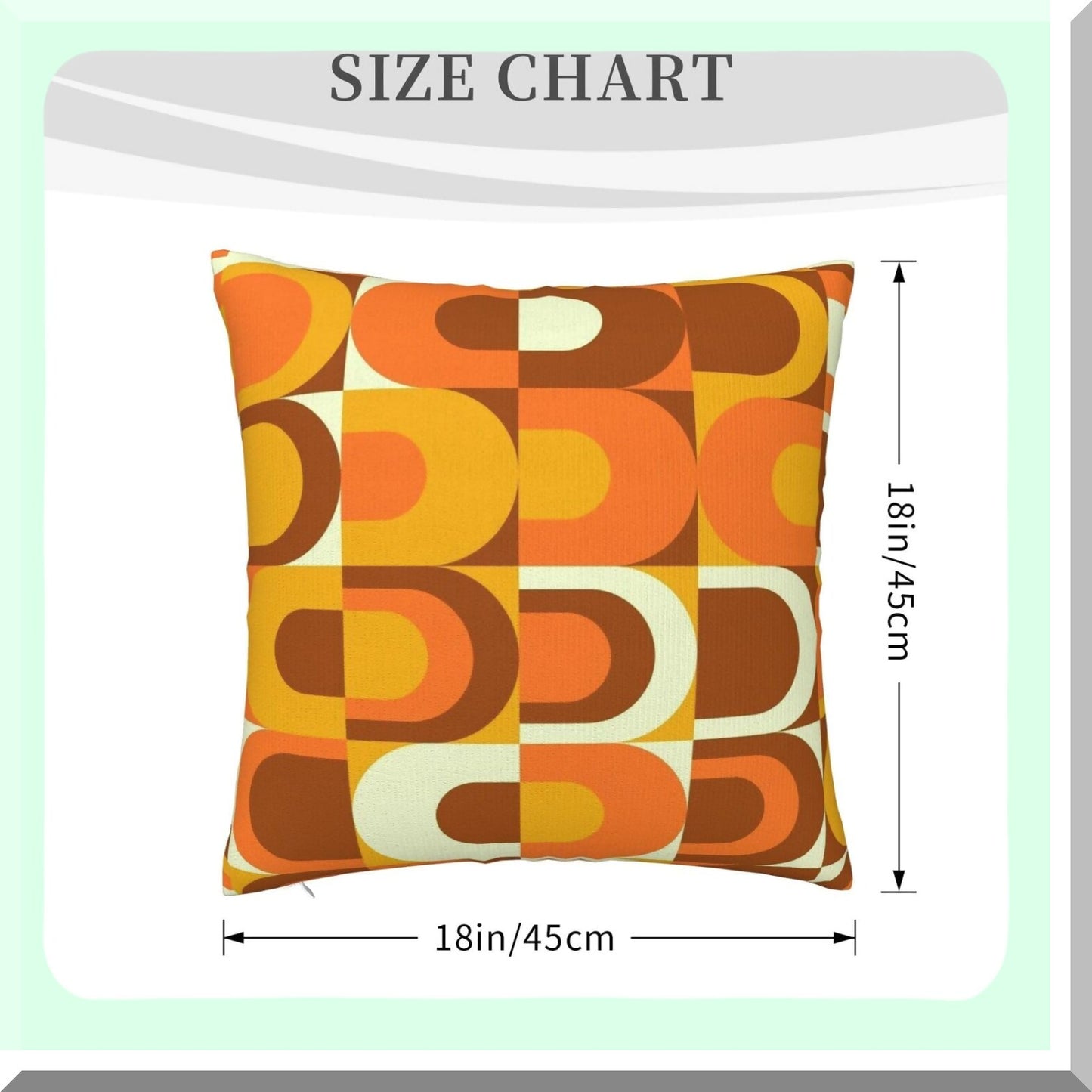 Retro Industrial Orange Brown Pillow Covers - 70s Pattern Decorative Throw Pillowcase - 18x18 Inch Square Couch Cushion Cover for Home Decor Sofa Living Room Bed Car