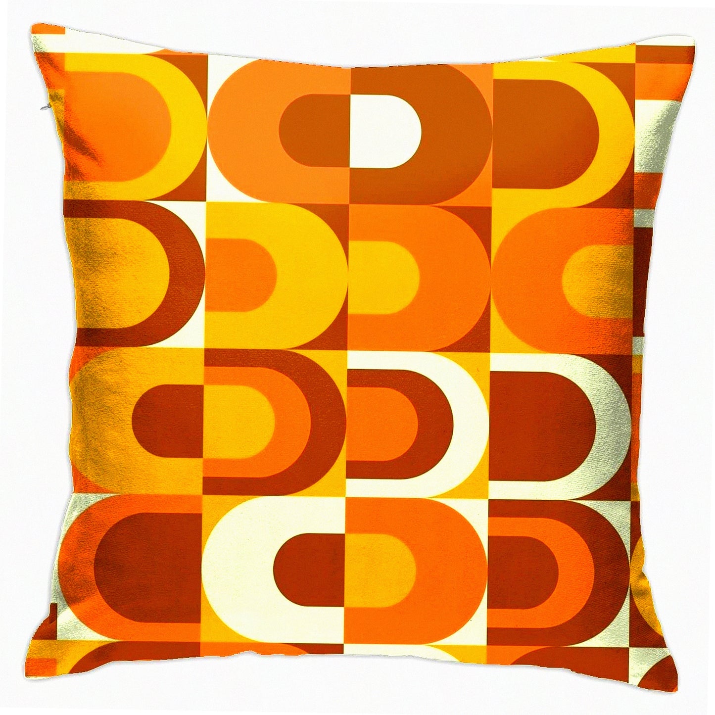 Retro Industrial Orange Brown Pillow Covers - 70s Pattern Decorative Throw Pillowcase - 18x18 Inch Square Couch Cushion Cover for Home Decor Sofa Living Room Bed Car