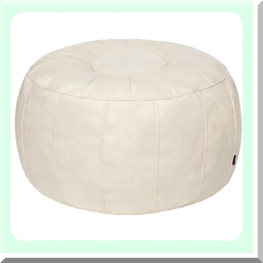 Moroccan Ivory Ottoman Pouf Storage Bag - Footstool Bean Chair