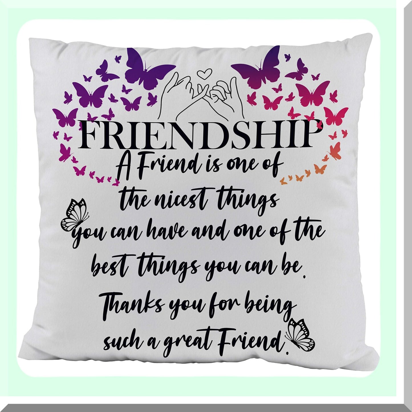 Friendship Comfort Cushion - Soft Throw Waist Pillow Case for Sofa Couch Bed 18x18 Inch - Best Friend Birthday Gift - Decorative Cushion Cover for Women - Nicest Friendship Gift