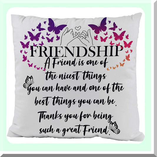 Friendship Comfort Cushion - Soft Throw Waist Pillow Case for Sofa Couch Bed 18x18 Inch - Best Friend Birthday Gift - Decorative Cushion Cover for Women - Nicest Friendship Gift