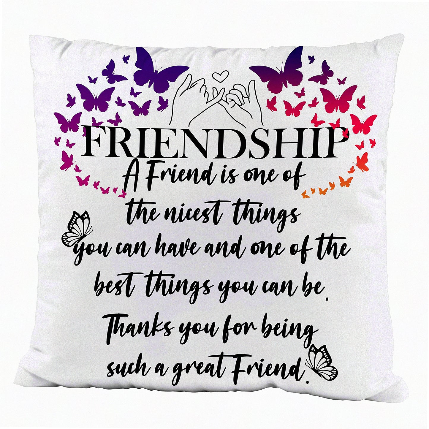 Friendship Comfort Cushion - Soft Throw Waist Pillow Case for Sofa Couch Bed 18x18 Inch - Best Friend Birthday Gift - Decorative Cushion Cover for Women - Nicest Friendship Gift