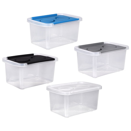 Clear Plastic Storage Boxes with Split-Hinged Lids, 9x6x4 in. (Pack of 24)