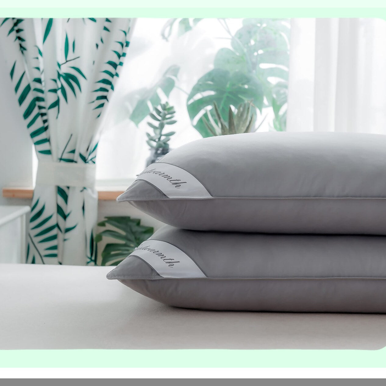 Luxury Grey Goose Down Hotel Pillows - Queen Size 100% Cotton Cover Set of 2, 20x30inch Plush Bedding Pair