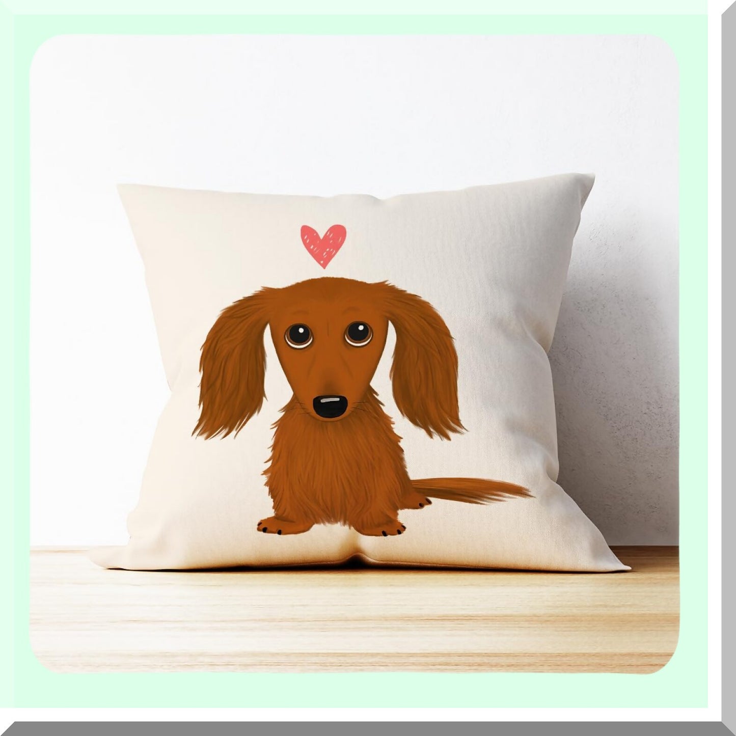 Dachshund Delight Throw Pillow Set - 18x18 Decorative Cushion Covers for Dachshund Moms & Women - Long Haired Dachshund Lover Gift Collection