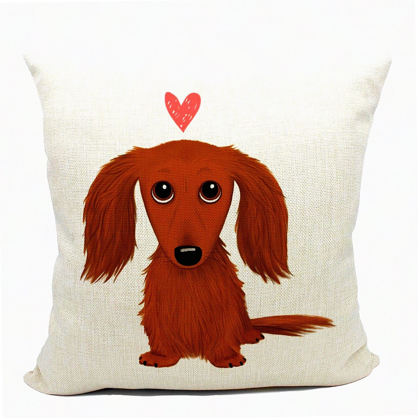Dachshund Delight Throw Pillow Set - 18x18 Decorative Cushion Covers for Dachshund Moms & Women - Long Haired Dachshund Lover Gift Collection
