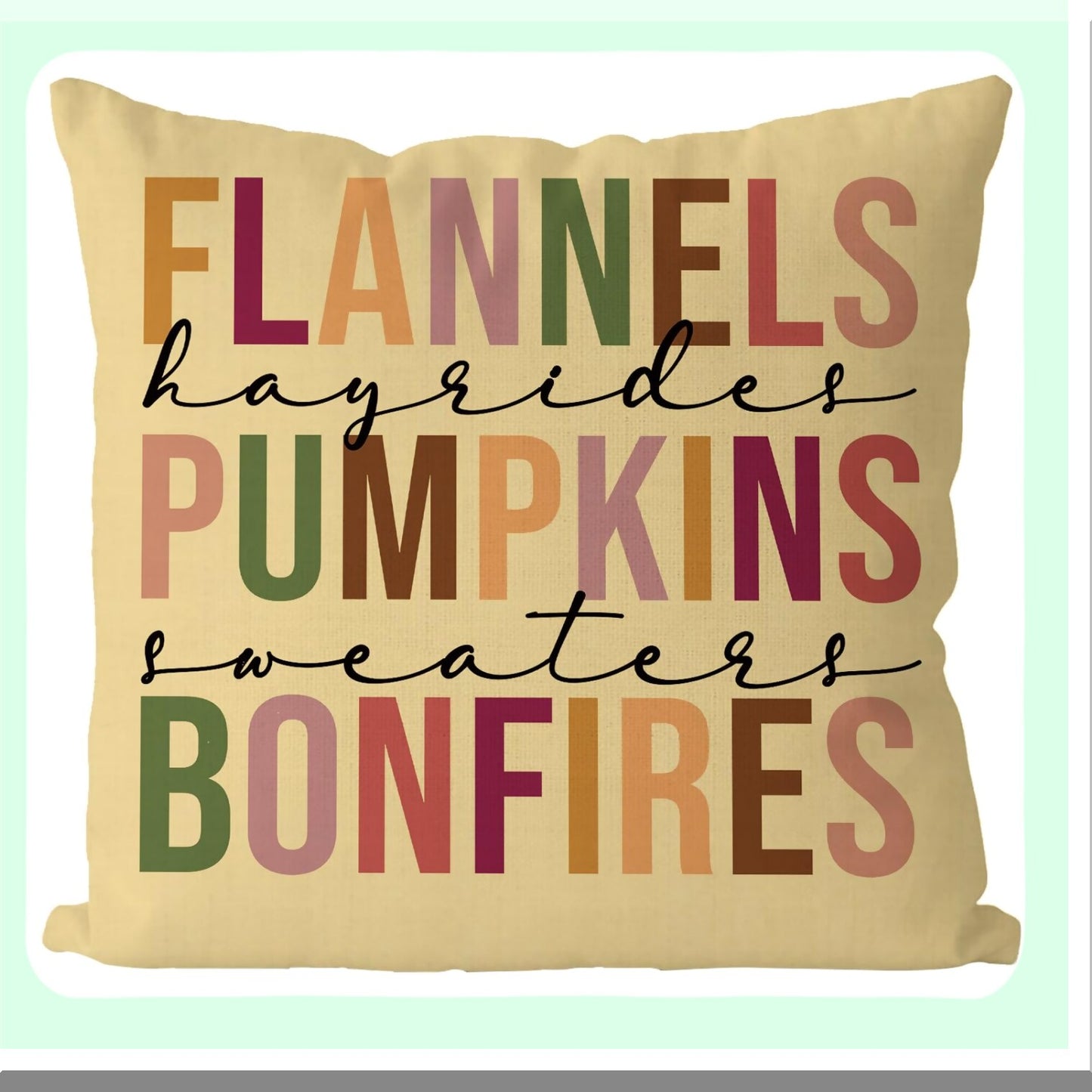 Autumn Harvest Flannel Pillow Covers - Yellow Pumpkins & Bonfires Linen Farmhouse Throw Cushion Case for Sofa & Bedroom Decoration - Holiday Pillows