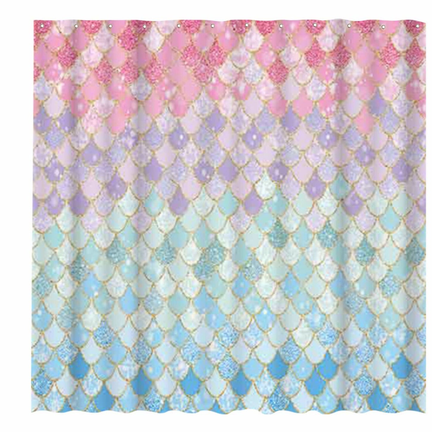 72"x72" Mermaid Scales Shower Curtain Pink Blue Waterproof Fabric