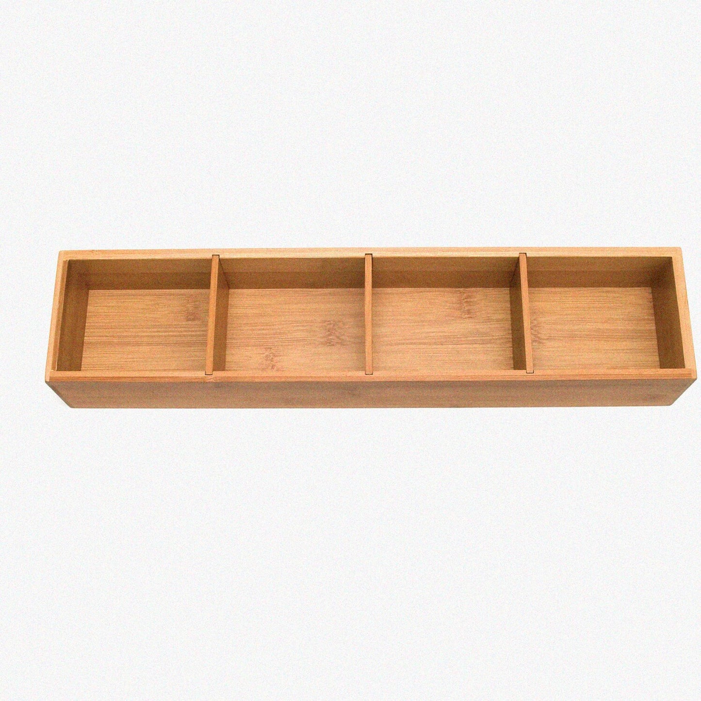 Bamboo Wood 4-Part Drawer Organizer