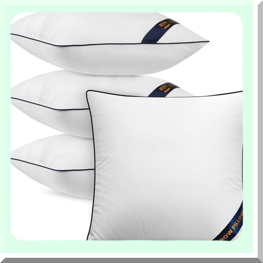 White Decorative Pillow Insert Pack - Set of 4, 22x22 Inches Sofa Cushion Stuffers - Indoor Bed Couch Sham Pillows