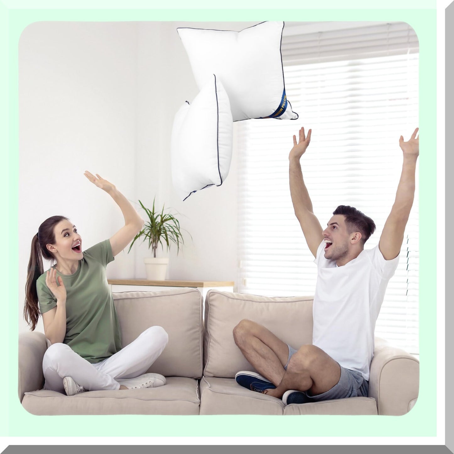 White Decorative Pillow Insert Pack - Set of 4, 22x22 Inches Sofa Cushion Stuffers - Indoor Bed Couch Sham Pillows