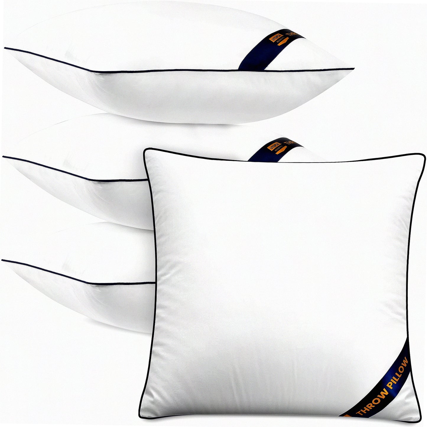 White Decorative Pillow Insert Pack - Set of 4, 22x22 Inches Sofa Cushion Stuffers - Indoor Bed Couch Sham Pillows