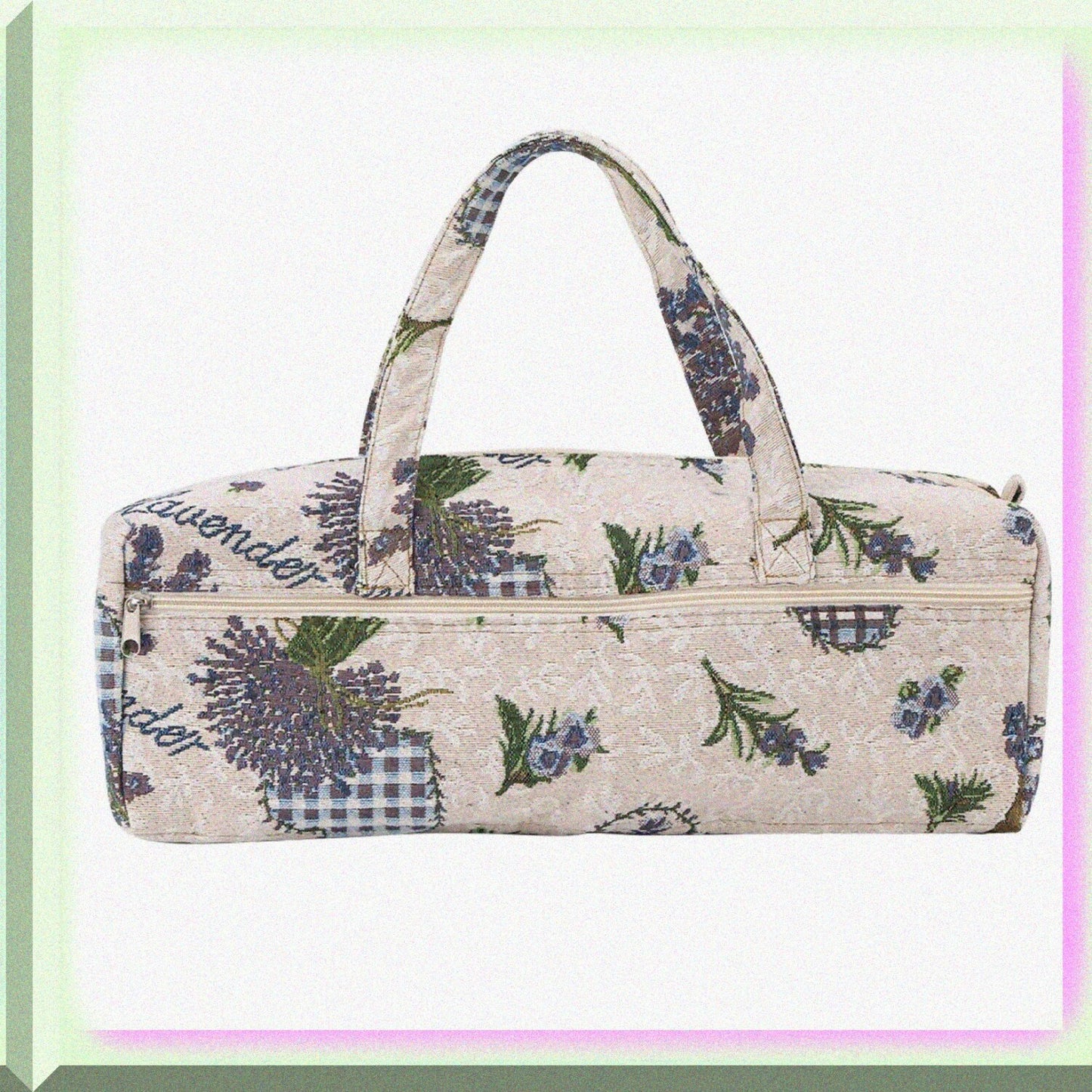 Fabric Storage Bag with Floral Pattern, Purple, 44x14x17cm