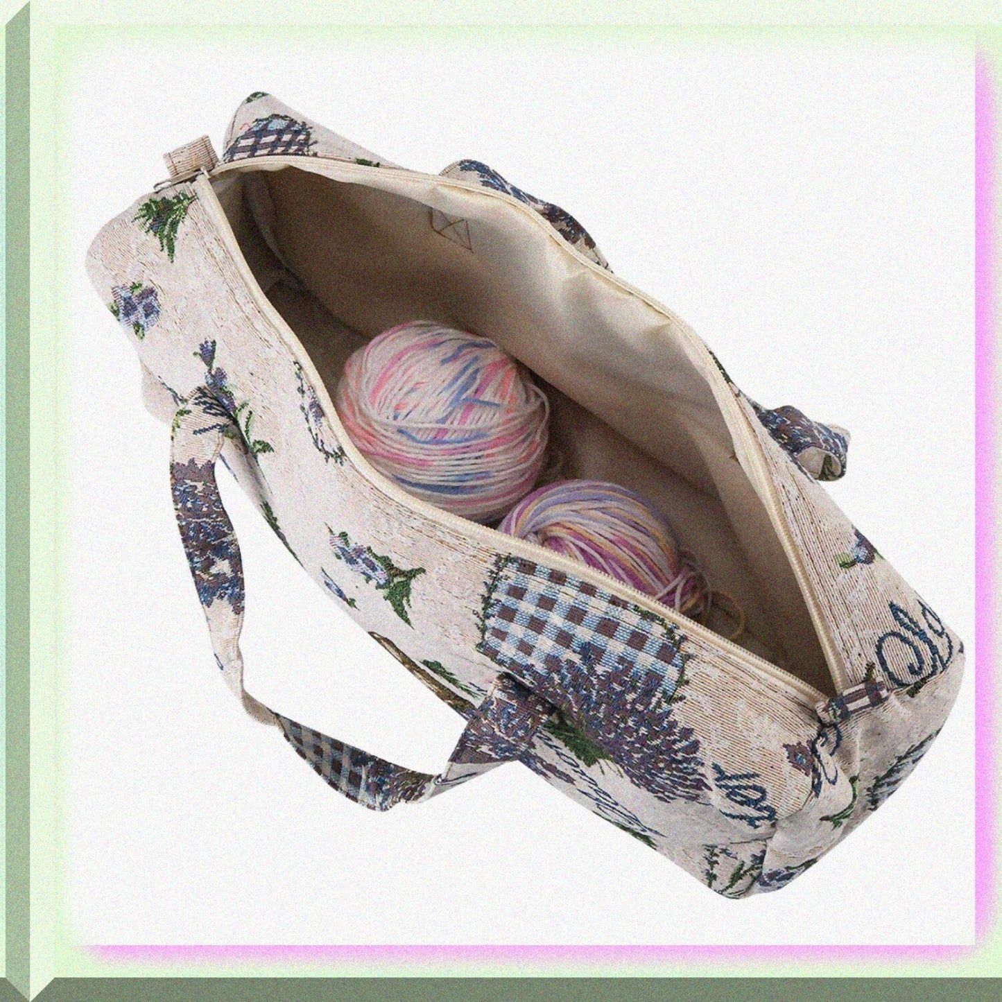 Fabric Storage Bag with Floral Pattern, Purple, 44x14x17cm