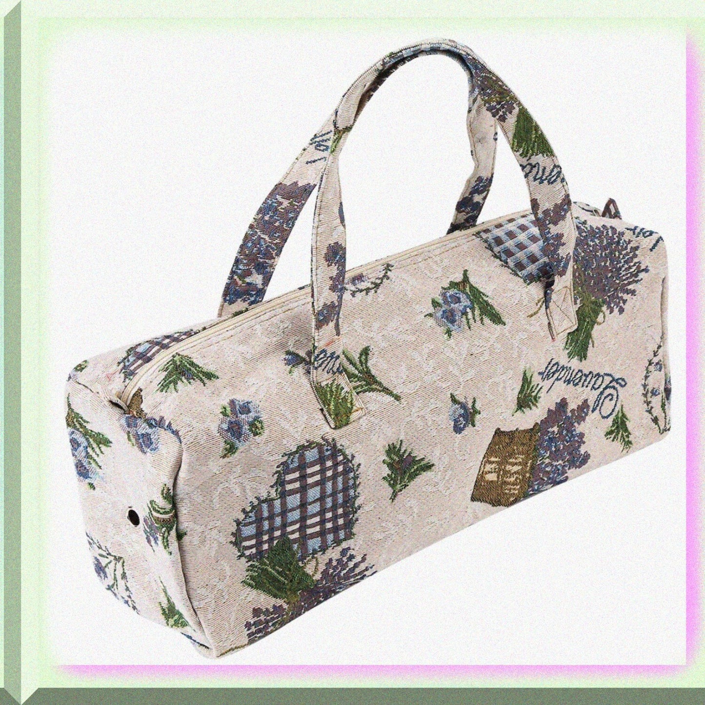 Fabric Storage Bag with Floral Pattern, Purple, 44x14x17cm