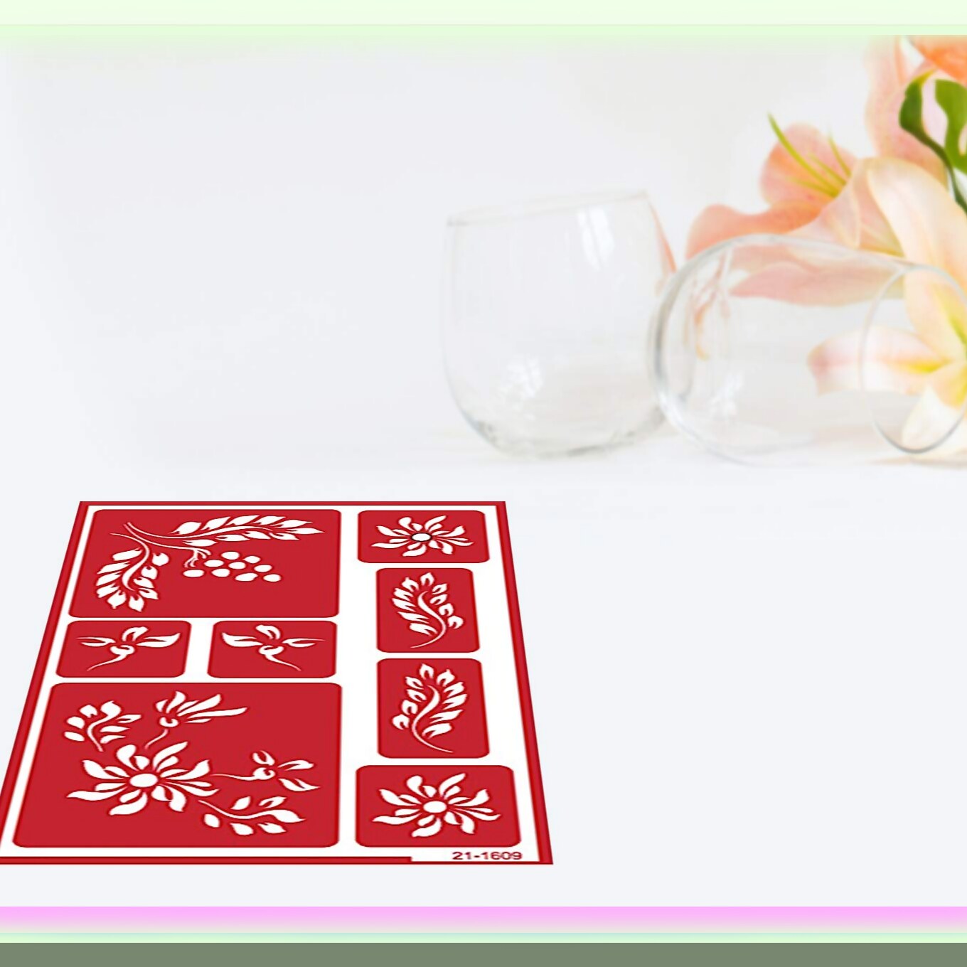 Glass Etching Kit with Alphabets, Floral, Berries, 5-Piece