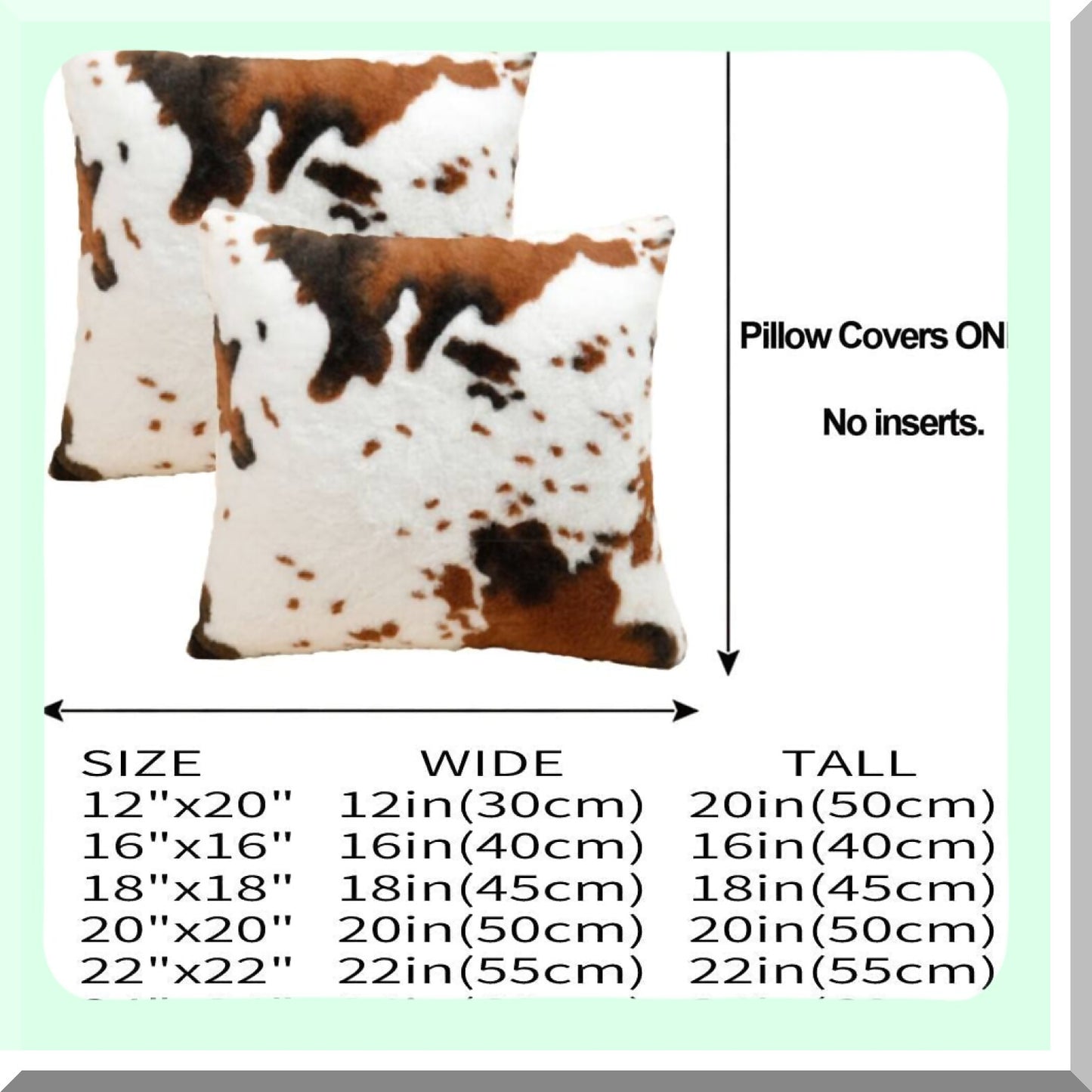 Luxury Cow Hide Farmhouse Pillowcase - Animal Print Couch Cushion Cover for Sofa Chair & Bedroom Decor - Brown & White Throw Pillow Covers